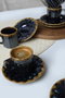 Hermia Juego de Tazas de Café y Platillos Negro y Dorado (12 Piezas)